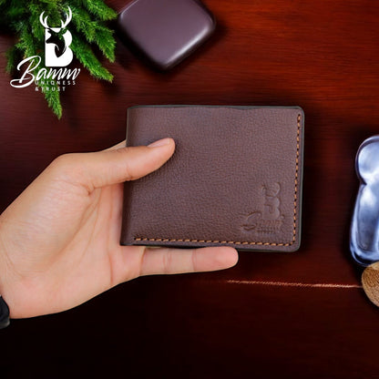 Men’s Genuine Leather Wallet by BAMM – Handmade, 9x11 cm, 8 Card Slots, Compact and Stylish