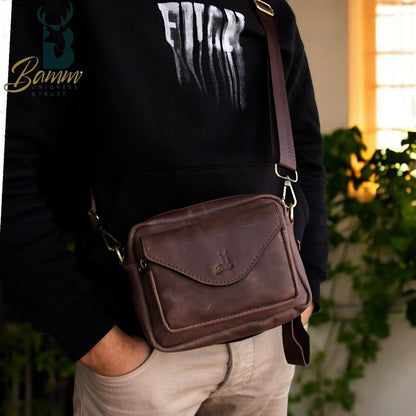 Men's Genuine Leather Crossbody Bag – Stylish & Practical Design