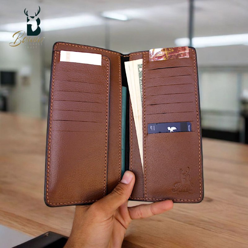 Genuine Leather Travel Wallet – Passport Holder with 13 Card Slots & 4 Large Pockets