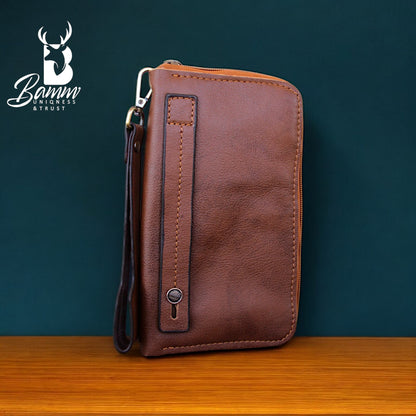 Premium Men’s Leather Handbag – Multi-Functional Organizer with Handle & Card Slots