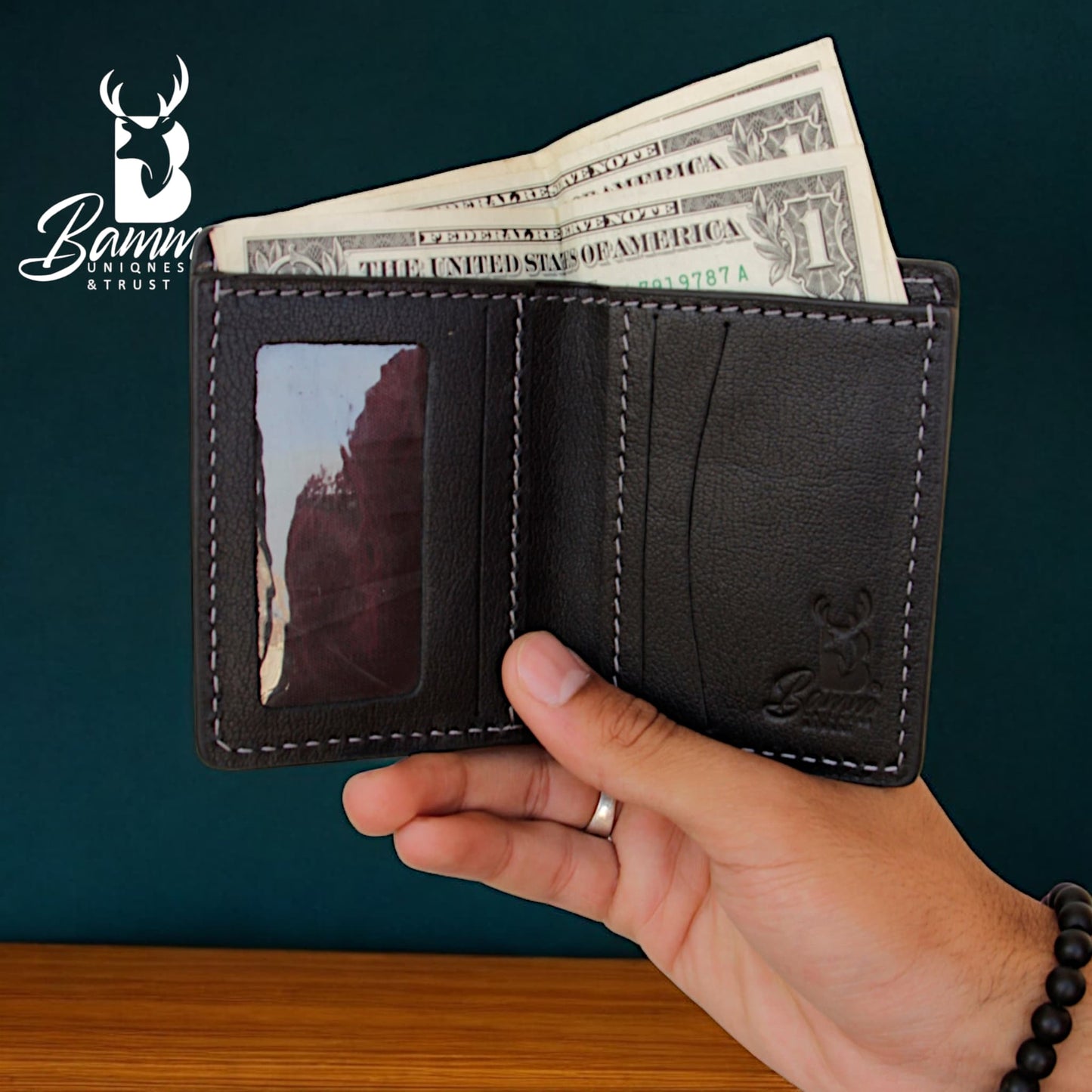BAMM Genuine Leather Wallet for Men –  Compact Bifold with Card & Cash Slots