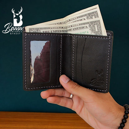 BAMM Genuine Leather Wallet for Men –  Compact Bifold with Card & Cash Slots