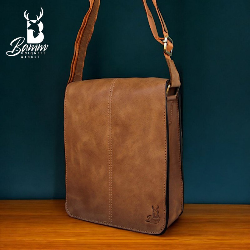 Men’s Genuine Leather Crossbody Bag – BAMM Shoulder Bag with Adjustable Strap, Anti-Rust Zippers, Card Holder, and Multiple Compartments