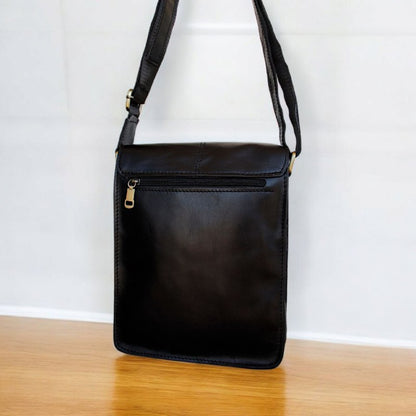 Men’s Genuine Leather Crossbody Bag – BAMM Shoulder Bag with Adjustable Strap, Anti-Rust Zippers, Card Holder, and Multiple Compartments