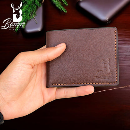 Men’s Genuine Leather Wallet by BAMM – Handmade, 9x11 cm, 8 Card Slots, Compact and Stylish