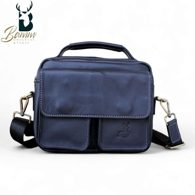 Genuine Leather Men’s Crossbody Bag – Multiple Pockets, Velvet Lining, Rust-Resistant Hardware