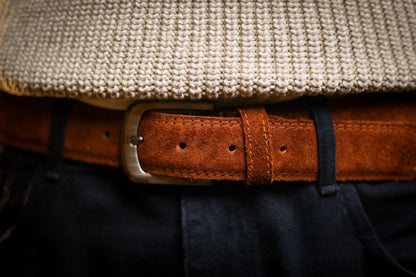 Men's Genuine Leather Belt – Brown with Rust-Resistant Buckle