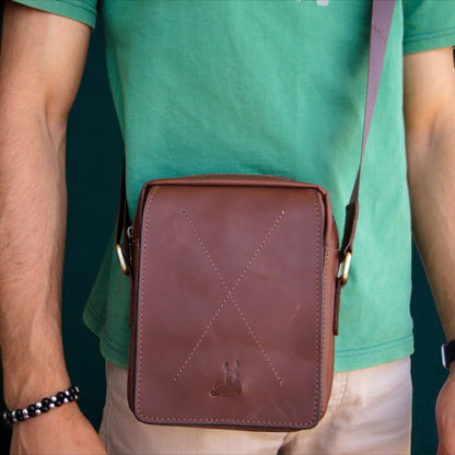 Natural Leather Bag Cross From Bamm