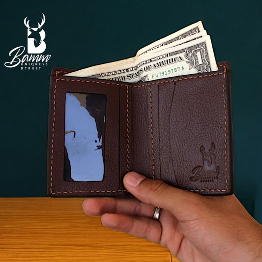 BAMM Genuine Leather Wallet for Men –  Compact Bifold with Card & Cash Slots