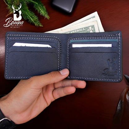 Men’s Genuine Leather Wallet by BAMM – Handmade, 9x11 cm, 8 Card Slots, Compact and Stylish