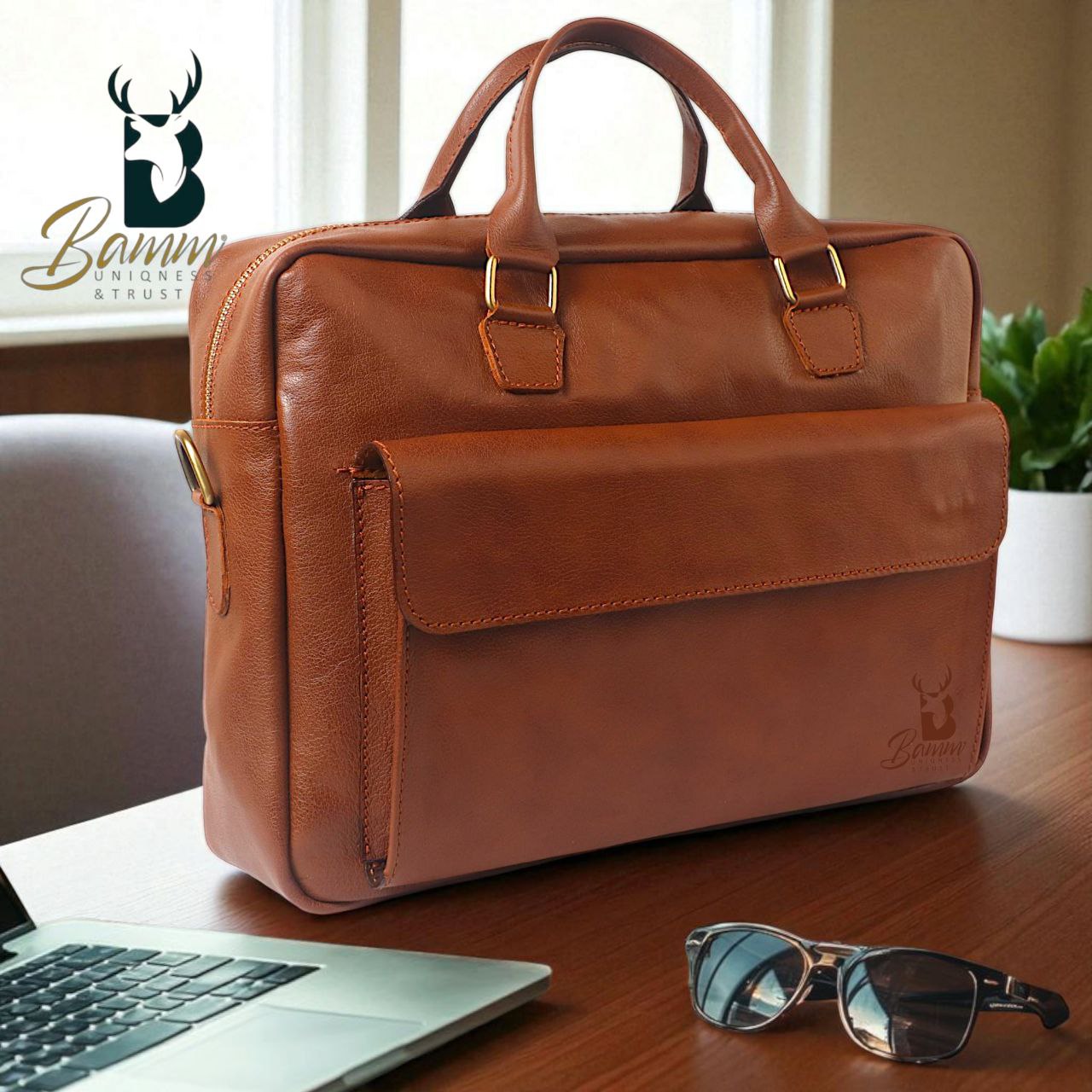 Leather Fashion Business Shoulder Messenger Crossbody Bag From Bamm