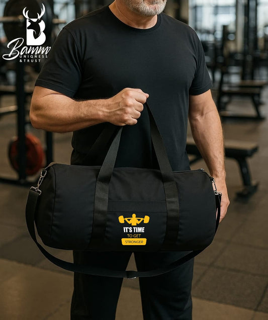 Men's Gym Bag – Water-Resistant Polyester – Side & Front Zipper – Rust-Free Hardware – Imported Satin Handle – Durable & Functional 1111