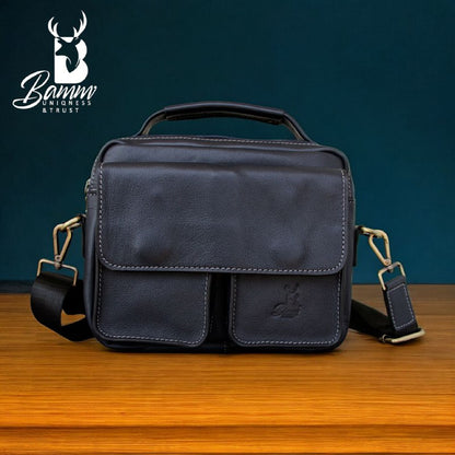 Genuine Leather Men’s Crossbody Bag – Multiple Pockets, Velvet Lining, Rust-Resistant Hardware