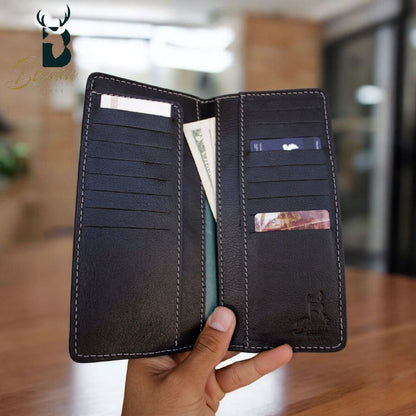 Genuine Leather Travel Wallet – Passport Holder with 13 Card Slots & 4 Large Pockets