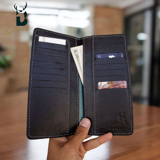 Genuine Leather Travel Wallet – Passport Holder with 13 Card Slots & 4 Large Pockets