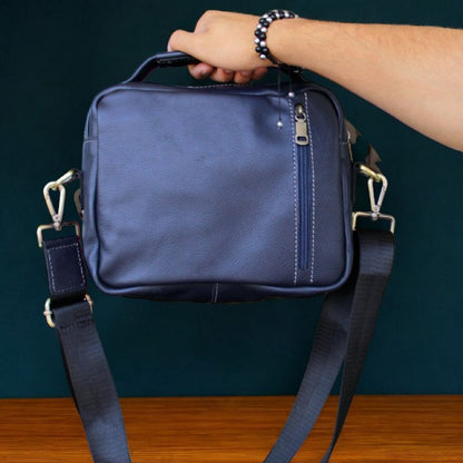 Genuine Leather Men’s Crossbody Bag – Multiple Pockets, Velvet Lining, Rust-Resistant Hardware