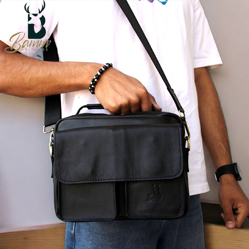 Genuine Leather Men’s Crossbody Bag – Multiple Pockets, Velvet Lining, Rust-Resistant Hardware