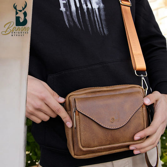 Men's Genuine Leather Crossbody Bag – Stylish & Practical Design