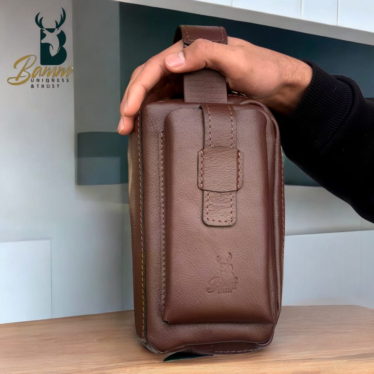 Natural Leather Bag With Mobile Case From Bamm