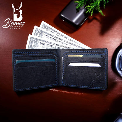 Men’s Genuine Leather Wallet by BAMM – Handmade, 9x11 cm, 8 Card Slots, Compact and Stylish
