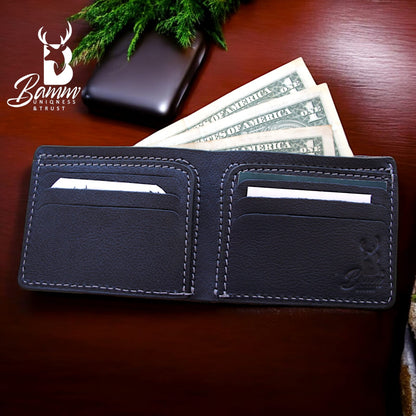 Men’s Genuine Leather Wallet by BAMM – Handmade, 9x11 cm, 8 Card Slots, Compact and Stylish