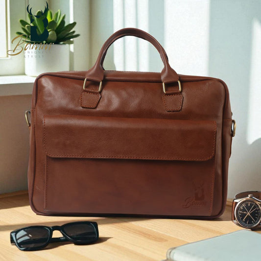 Leather Fashion Business Shoulder Messenger Crossbody Bag From Bamm