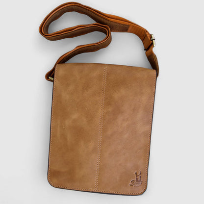 Men’s Genuine Leather Crossbody Bag – BAMM Shoulder Bag with Adjustable Strap, Anti-Rust Zippers, Card Holder, and Multiple Compartments