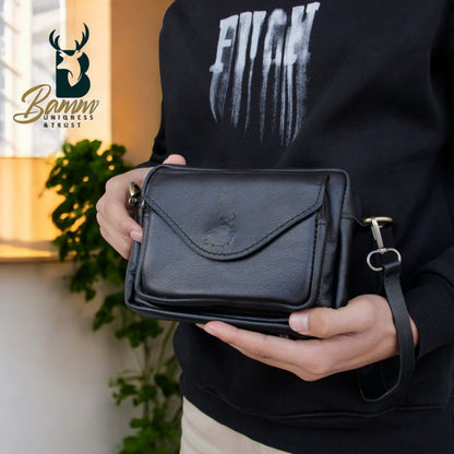 Genuine Leather Crossbody & Handbag – Compact, Multi-Compartment Design