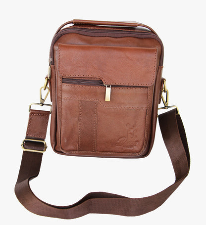Premium Men's Genuine Leather Crossbody Bag – 20x25 cm, Multi-Compartment