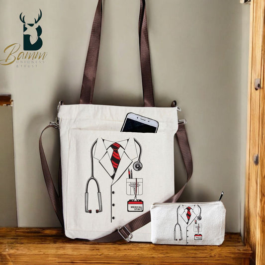 BAMM Beige Tote Bag With Two Adjustable Shoulder Straps ستف