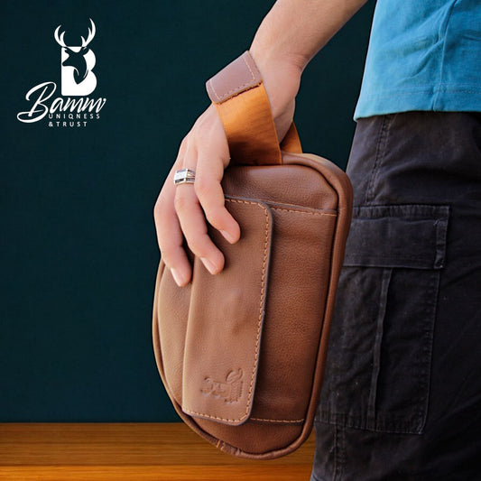 Natural Leather Bag With Mobile Case From Bamm mo: 2242