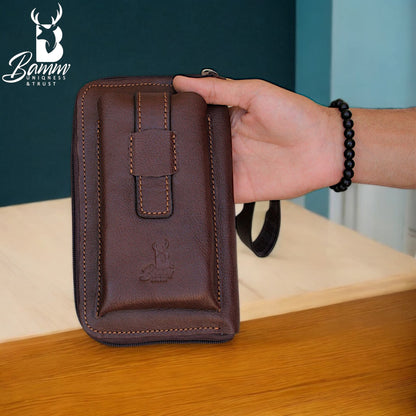 Premium Men’s Leather Handbag – Multi-Functional Organizer with Handle & Card Slots