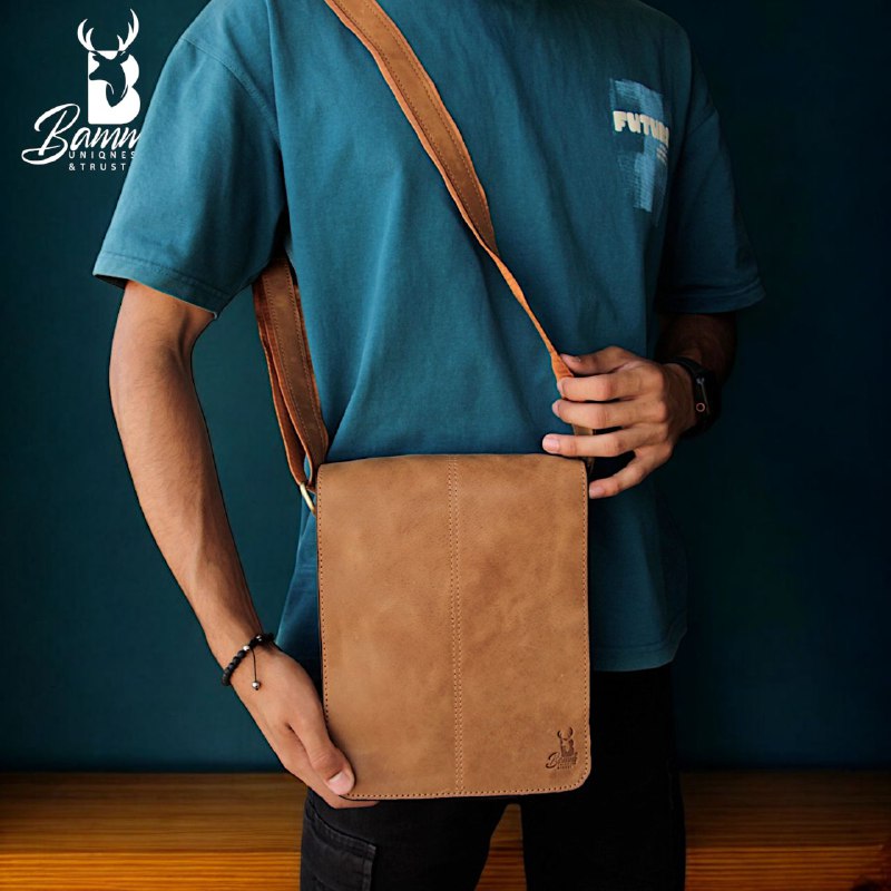 Men’s Genuine Leather Crossbody Bag – BAMM Shoulder Bag with Adjustable Strap, Anti-Rust Zippers, Card Holder, and Multiple Compartments