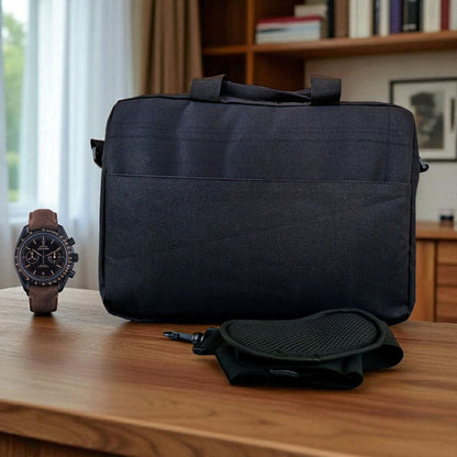 "Durable Laptop Shoulder Bag – Linen Fabric, Reinforced Sides, Multiple Compartments & Adjustable Handle"