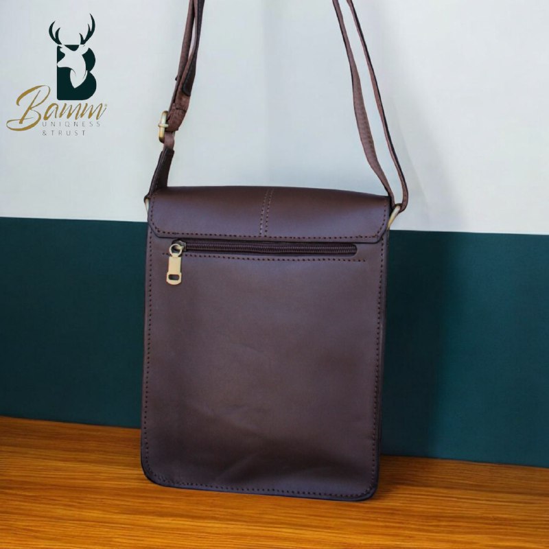 Men’s Genuine Leather Crossbody Bag – BAMM Shoulder Bag with Adjustable Strap, Anti-Rust Zippers, Card Holder, and Multiple Compartments