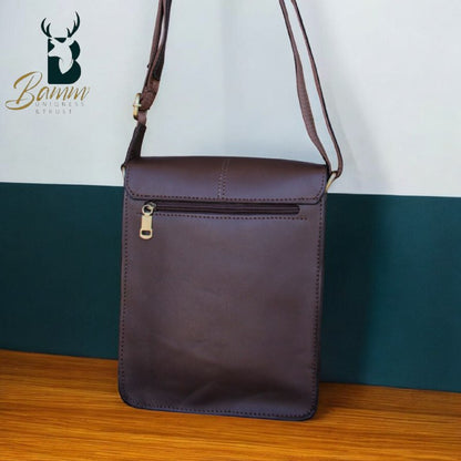 Men’s Genuine Leather Crossbody Bag – BAMM Shoulder Bag with Adjustable Strap, Anti-Rust Zippers, Card Holder, and Multiple Compartments