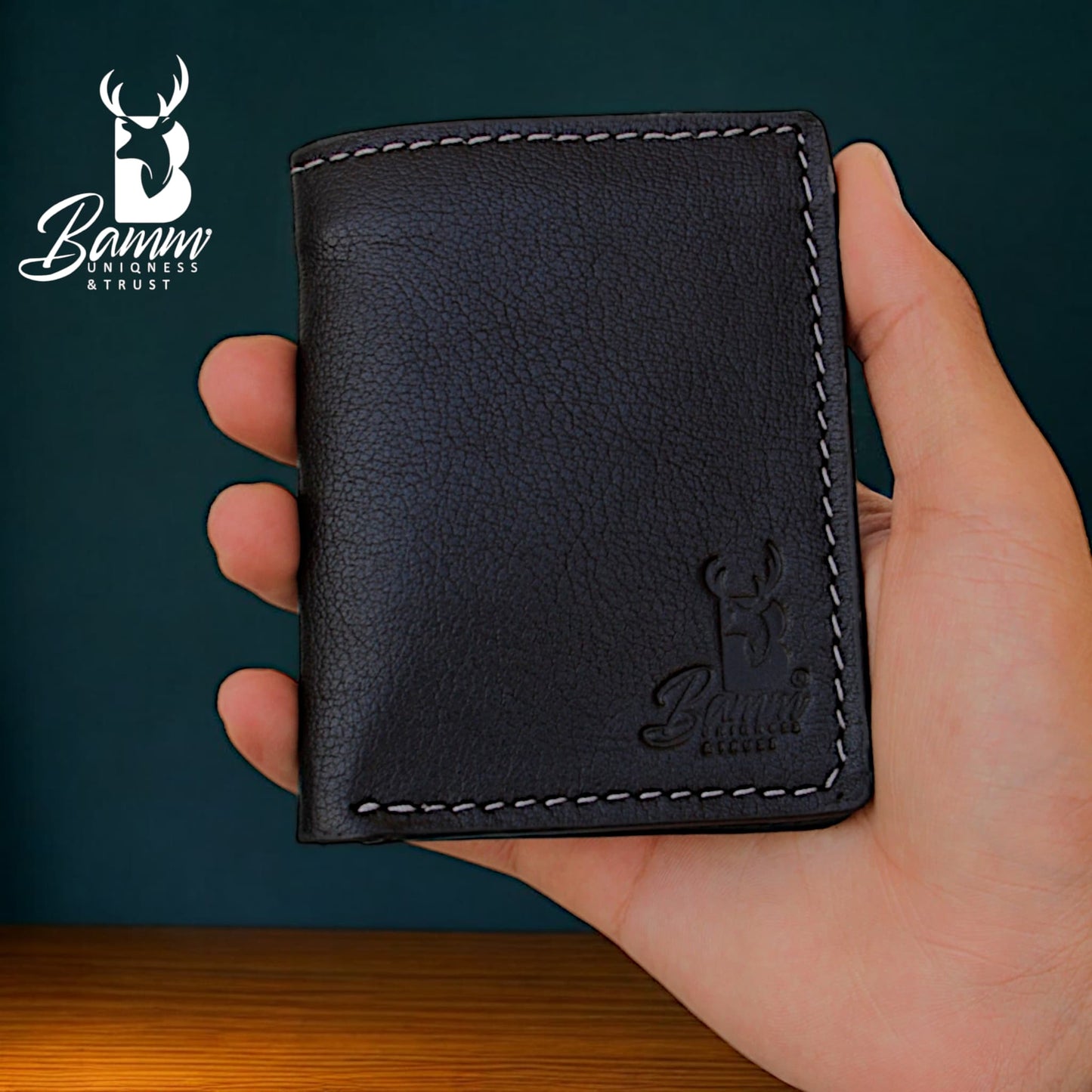BAMM Genuine Leather Wallet for Men –  Compact Bifold with Card & Cash Slots