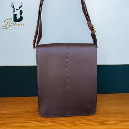 Men’s Genuine Leather Crossbody Bag – BAMM Shoulder Bag with Adjustable Strap, Anti-Rust Zippers, Card Holder, and Multiple Compartments