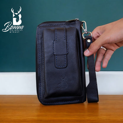 Premium Men’s Leather Handbag – Multi-Functional Organizer with Handle & Card Slots