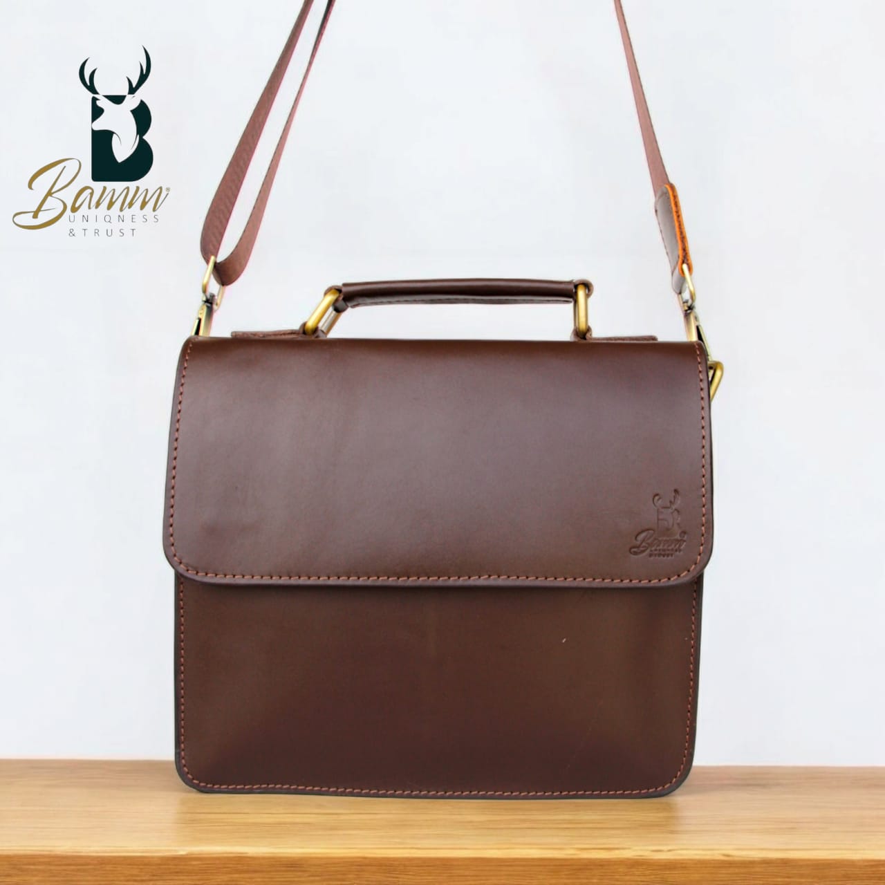 Men's leather shoulder bag-2806