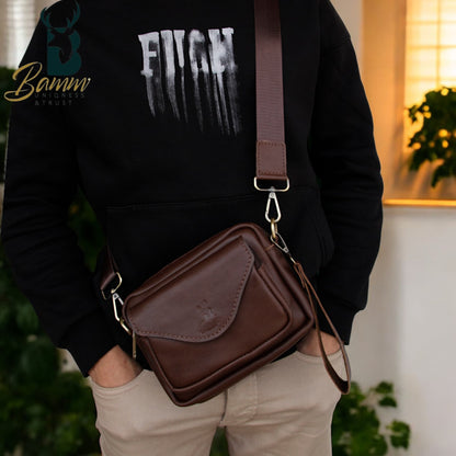 Genuine Leather Crossbody & Handbag – Compact, Multi-Compartment Design