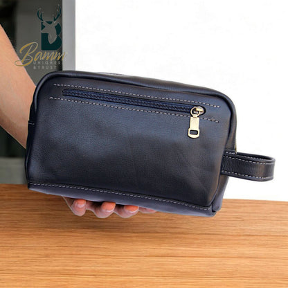 Men’s Natural Leather Hand Bag – Compact, Stylish & Multi-pocket Design