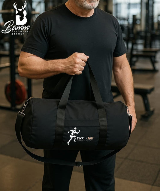 Men's Gym Bag – Water-Resistant Polyester – Side & Front Zipper – Rust-Free Hardware – Imported Satin Handle – Durable & Functional 1111