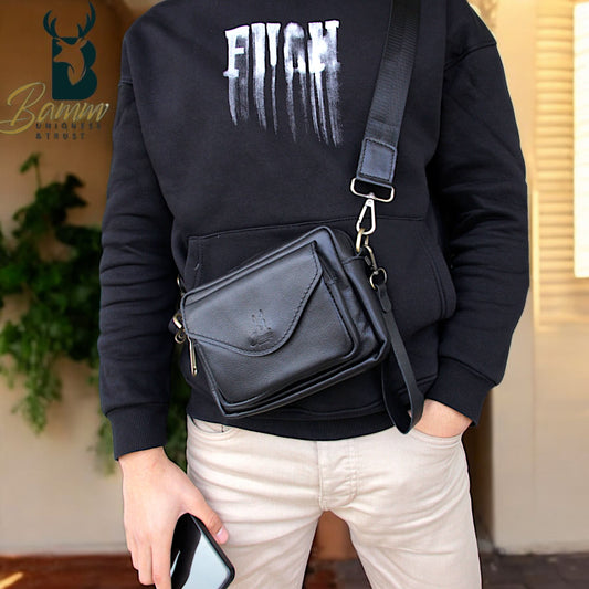 Genuine Leather Crossbody & Handbag – Compact, Multi-Compartment Design