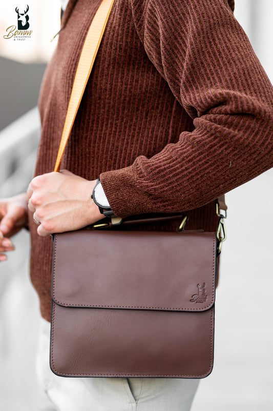 Men's leather shoulder bag-2806