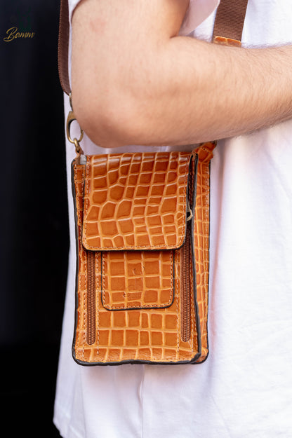 Natural Leather Bag Cross From Bamm For Money And Passport