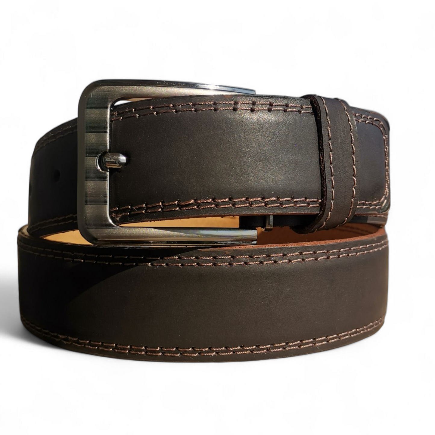 BAMM Genuine Leather Belt for Men – Italian Stitching & Rust-Resistant Buckle
