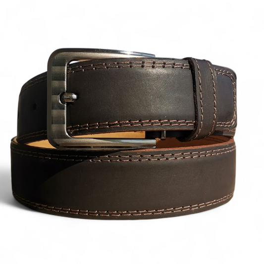 BAMM Genuine Leather Belt for Men – Italian Stitching & Rust-Resistant Buckle