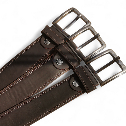 BAMM Genuine Leather Belt for Men – Italian Stitching & Rust-Resistant Buckle