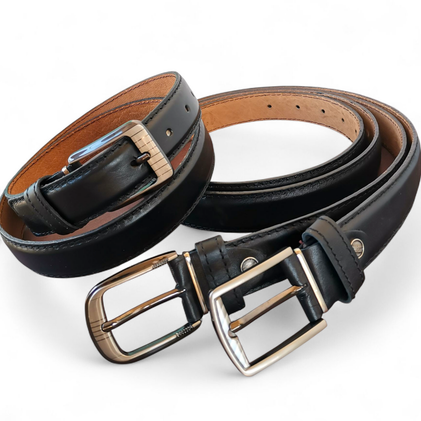BAMM Genuine Leather Belt for Men – Italian Stitching & Rust-Resistant Buckle
